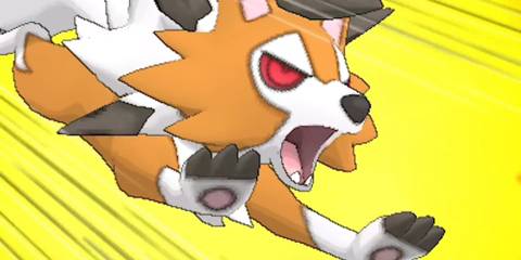Dusk Mane Lycanroc using its Z-Move.