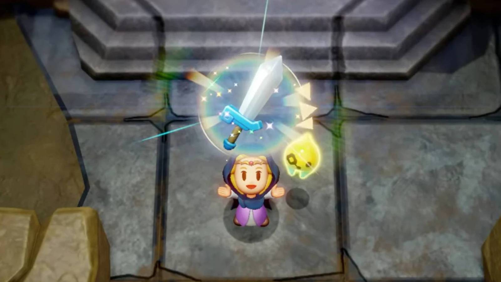 Zelda receiving the sword in The Legend of Zelda: Echoes of WIsdom