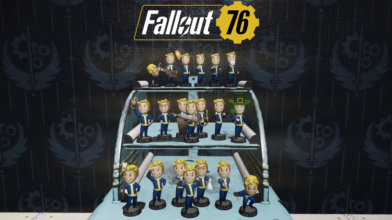 Fallout 76 all 20 vault-tec bobblehead consumable collectible buffs with logo
