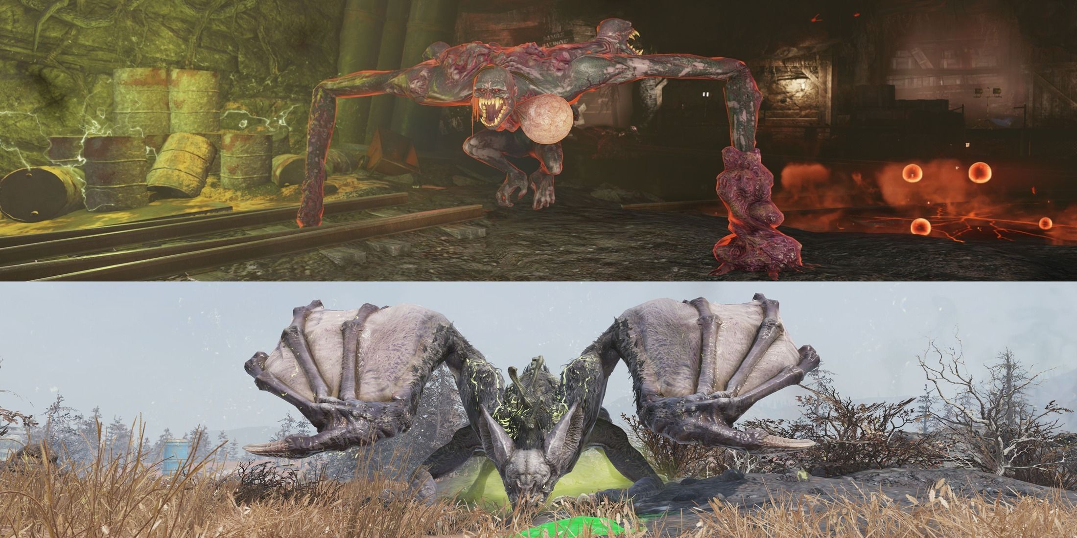 Fallout 76 Scorchbeast Queen and Wendigo Colossus Earle Williams Boss Events