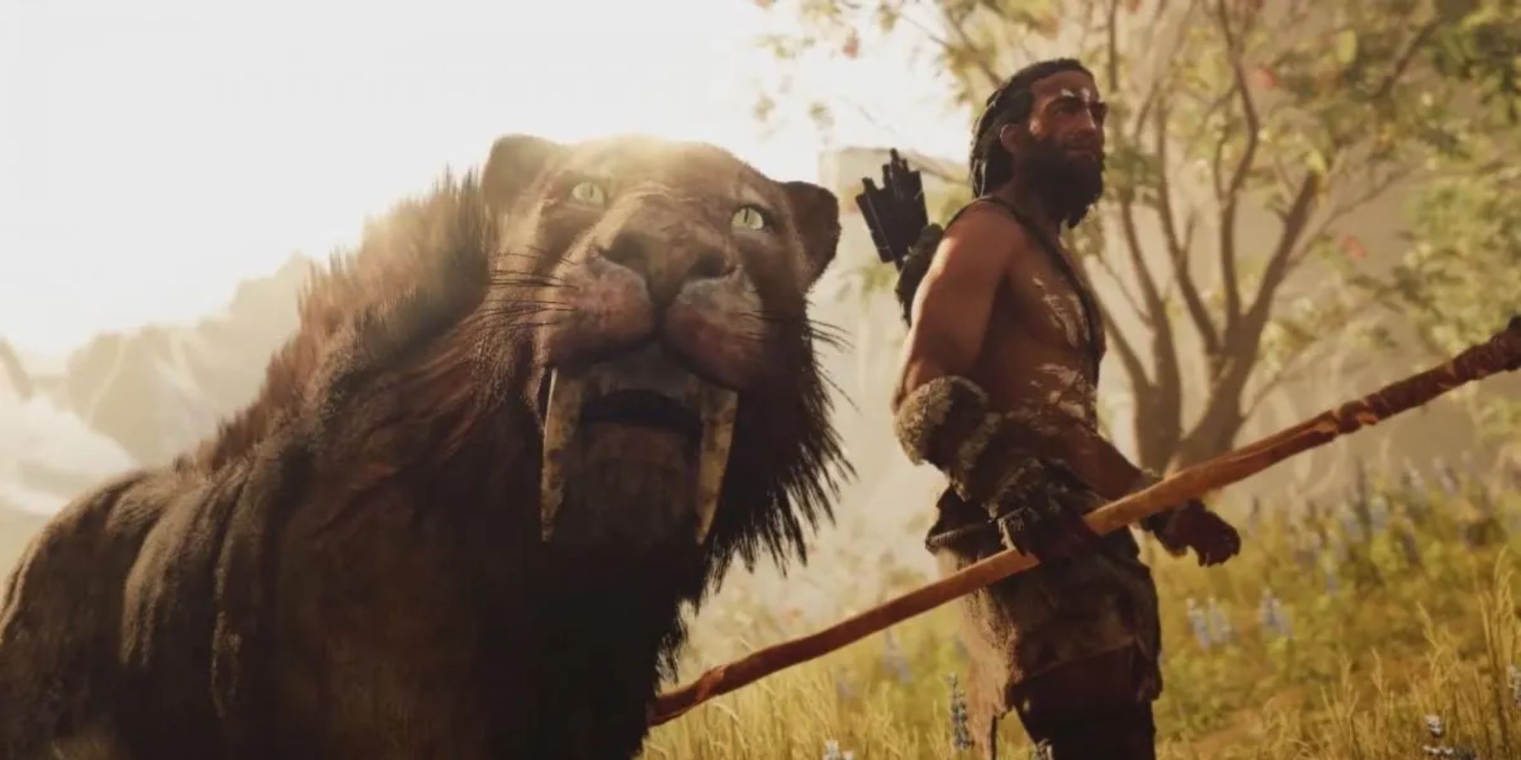 Far Cry Primal Takkar and a sabre-tooth tiger