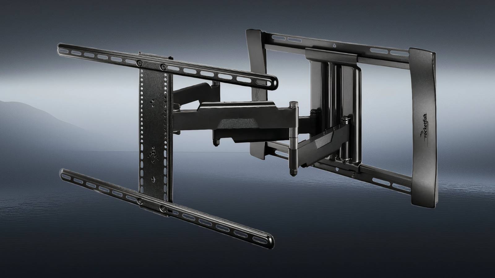 Image of a rocketfish wall mount for tv on a generic black background.