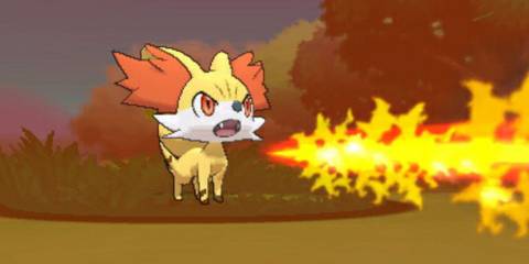 Fennekin using flamethrower.