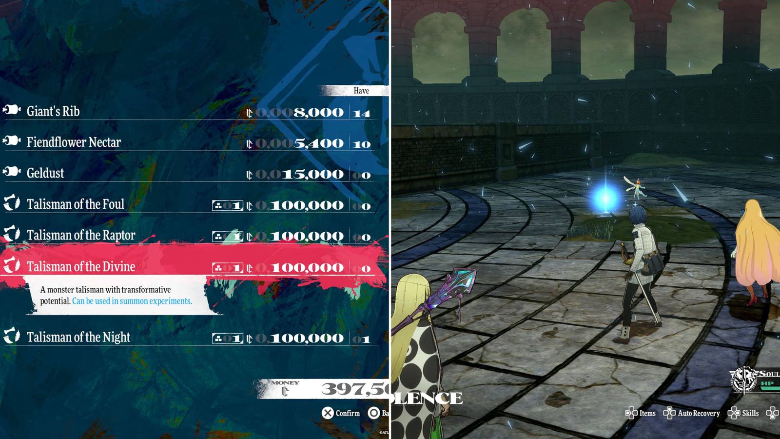 The Player Purchasing A Talisman Of The Divine & Finding One On The Ground