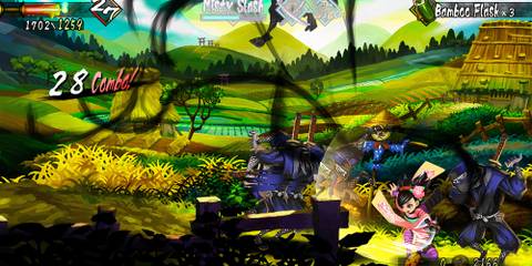 Fighting enemies in Muramasa The Demon Blade