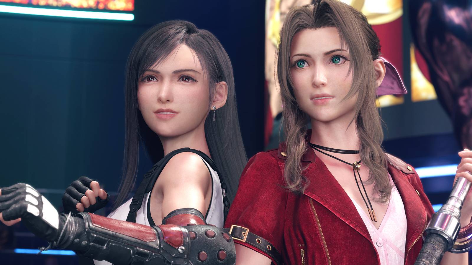 Final Fantasy 7 Rebirth Tifa Lockhart next to Aerith Gainsborough