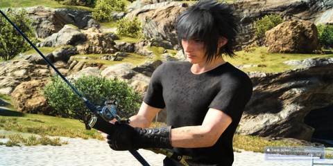 Noctis With His Fishing Pole In Hand