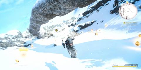 Prompto Riding A Snowmobile In His DLC
