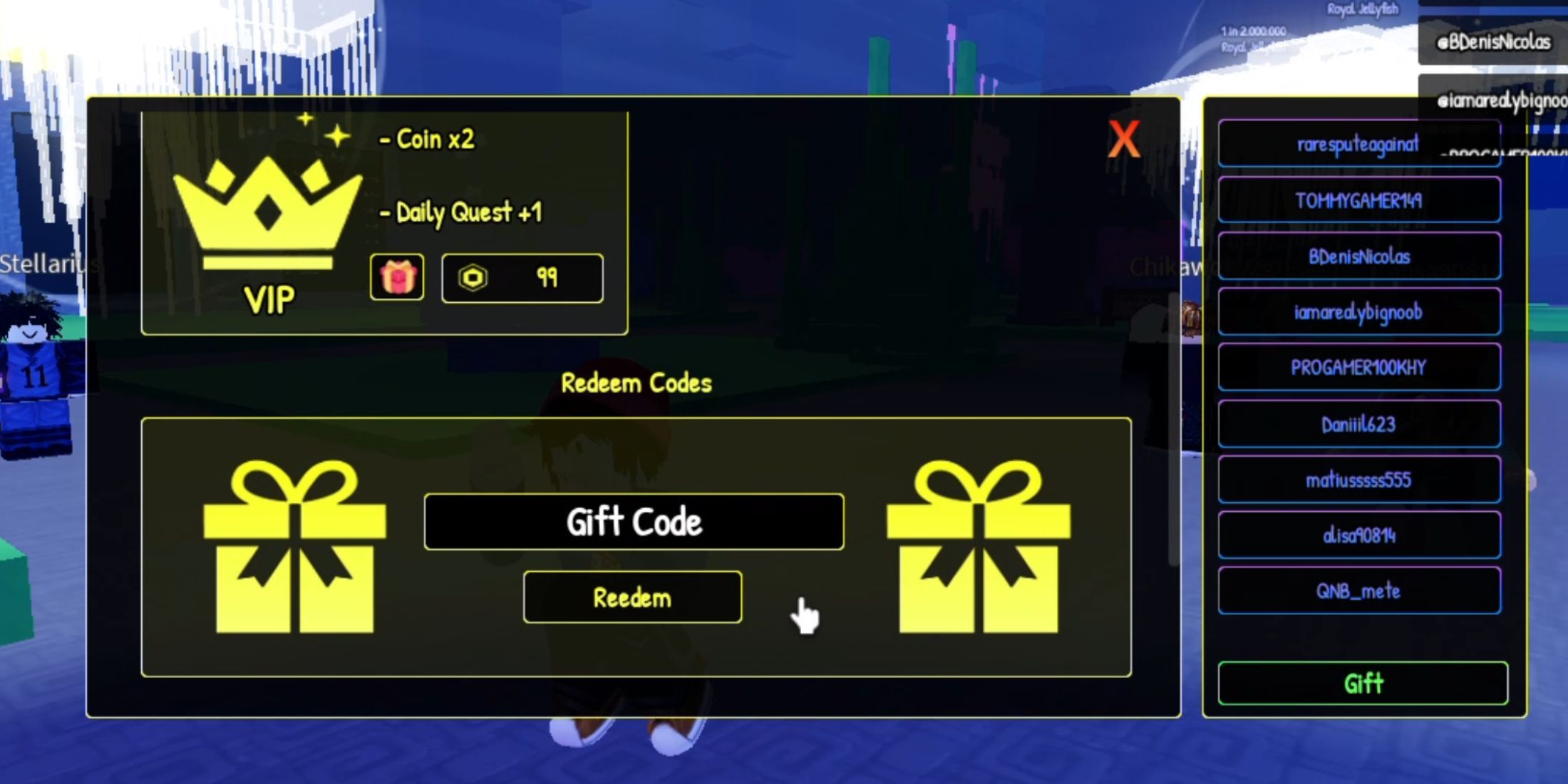 Fish’s RNG the codes tab