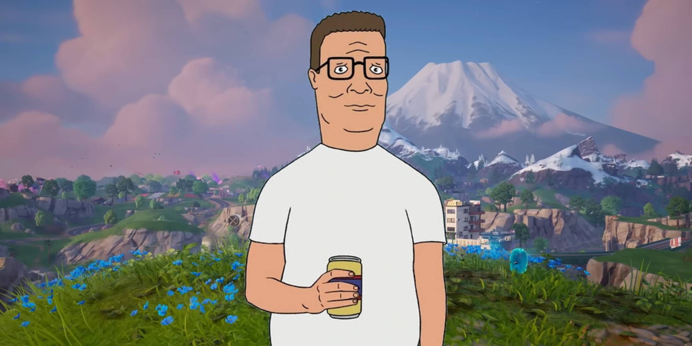 Hank Hill from King of the Hill over a shot from Fortnite Chapter 6 Season 1's trailer