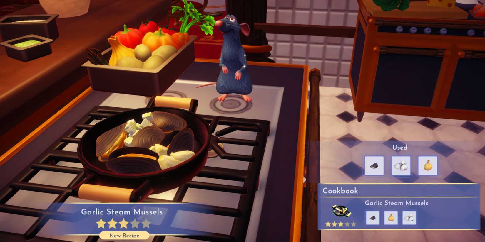 Garlic Steam Mussel recipe in Disney Dreamlight Valley
