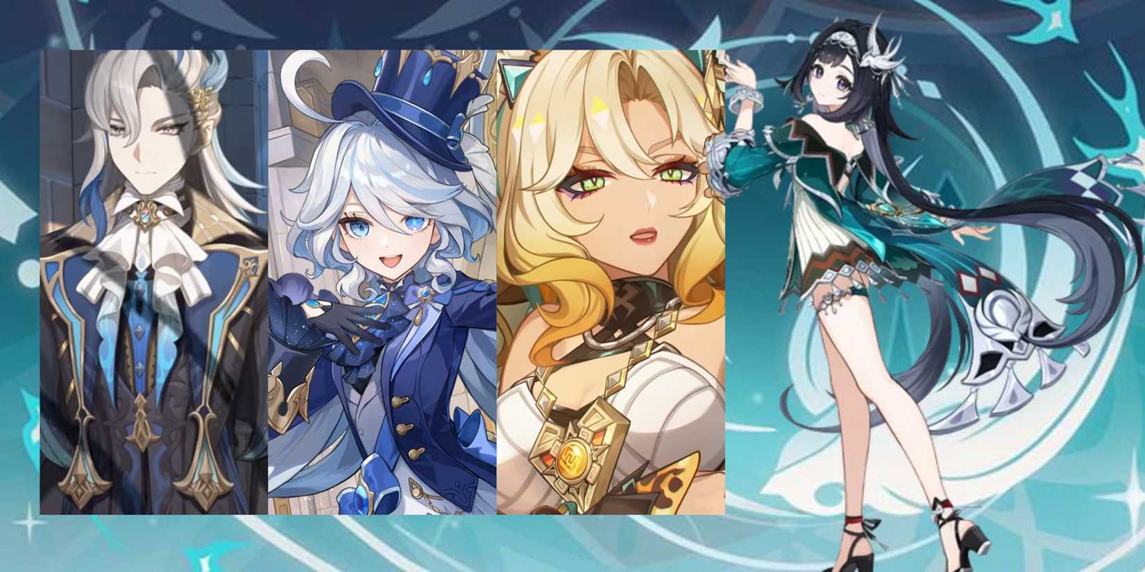 Genshin Impact Lan Yan + Neuvillette + Furina + Xilonen