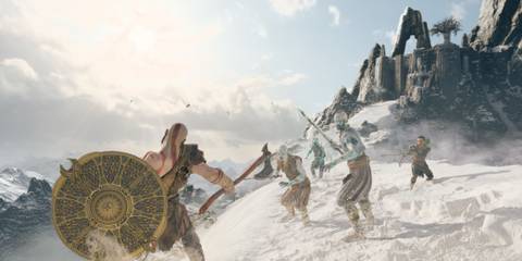God of War fight on a mountain