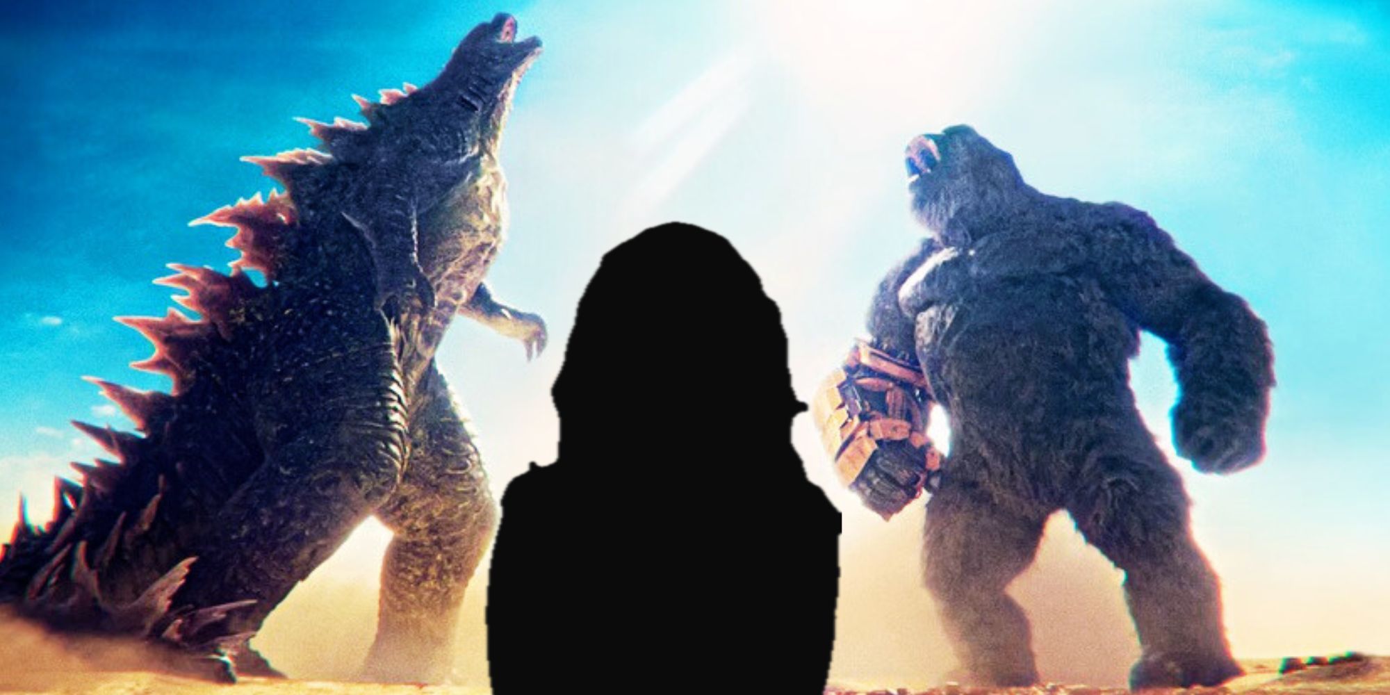 Godzilla x Kong the New Empire and silhouette