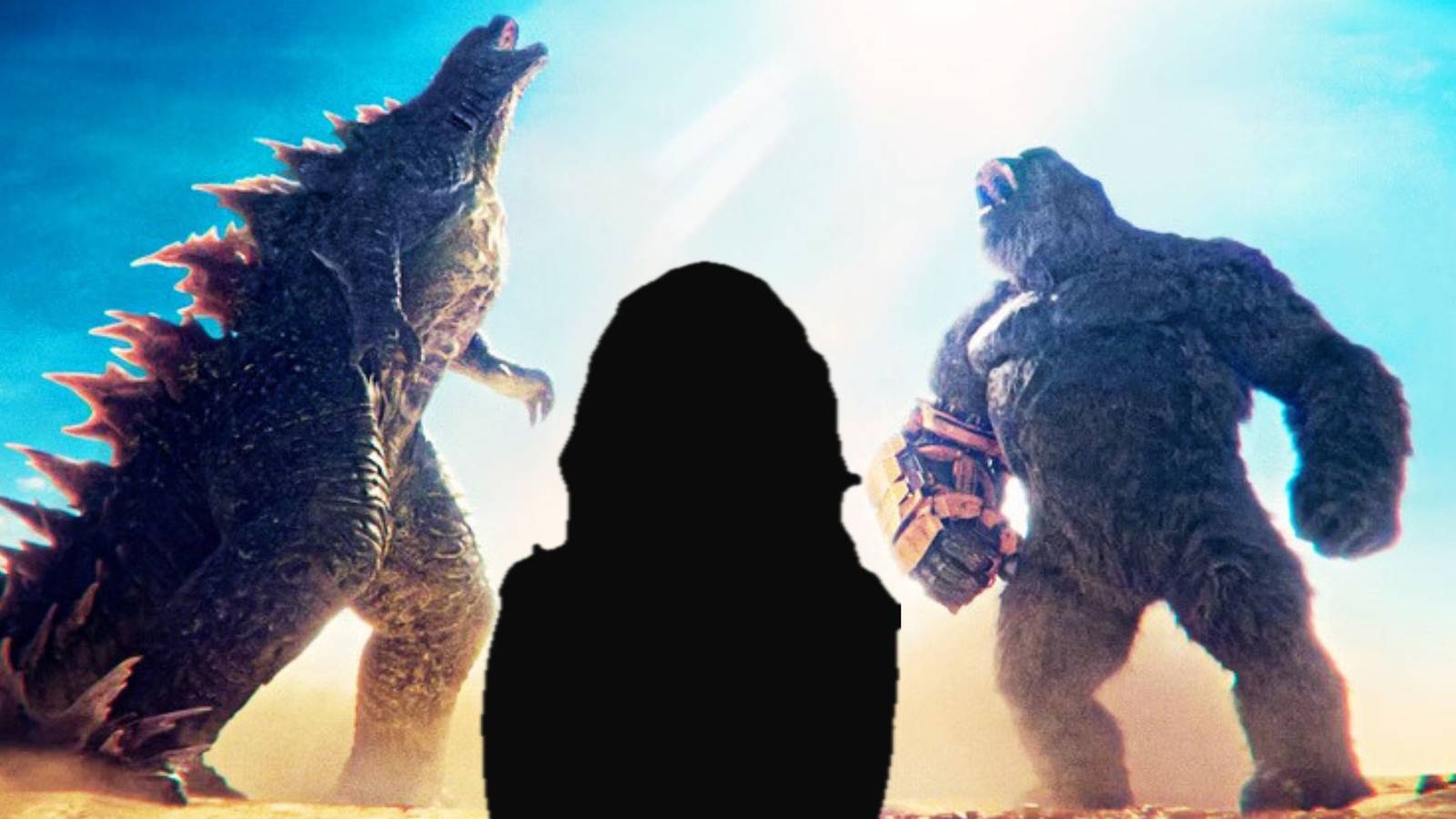 Godzilla x Kong the New Empire and silhouette
