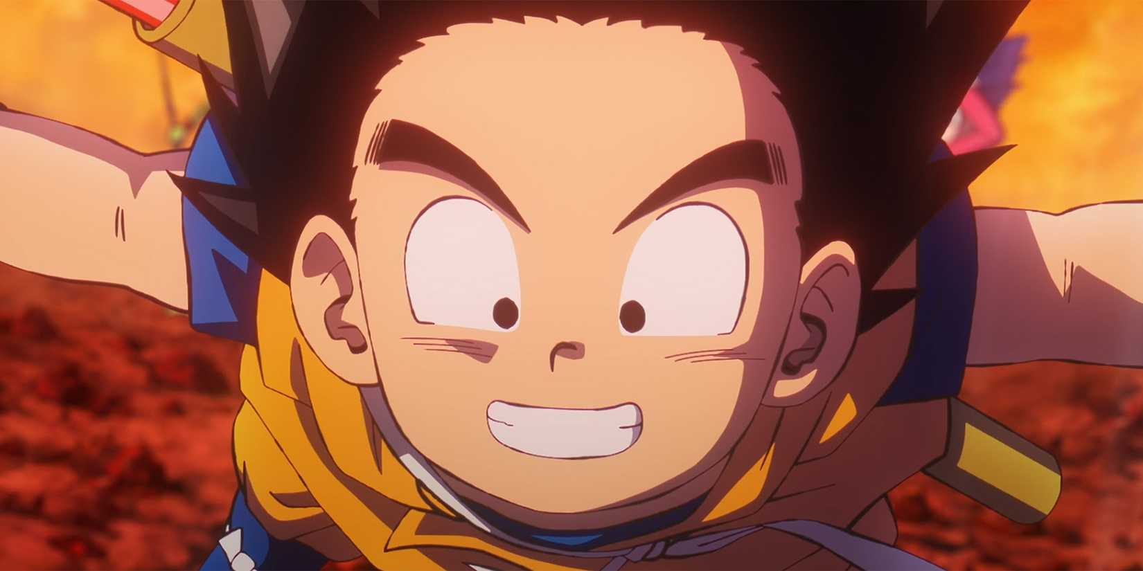 Goku falling and smiling in Dragon Ball DAIMA