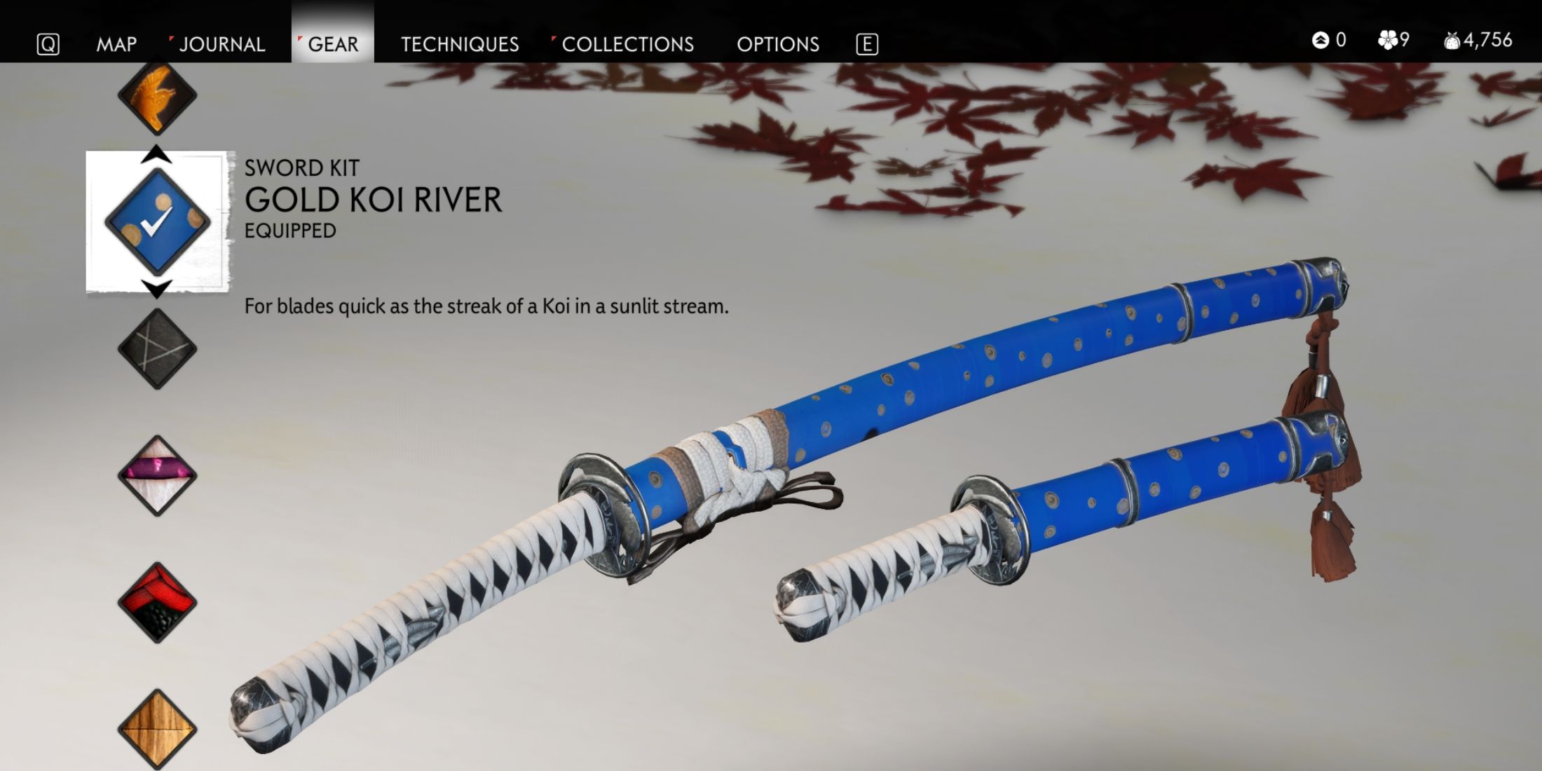 gold koi river sword kit in ghost of tsushima