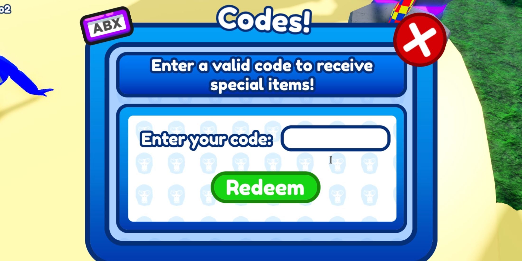 Gorilla Tag Experience - the codes tab