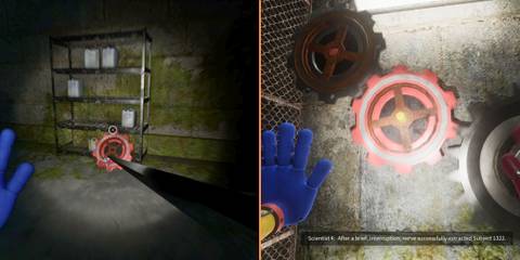 Grab the Medium Sized Cogwheel and Insert It Into the First Cogwheel Set Poppy Playtime Chapter 4