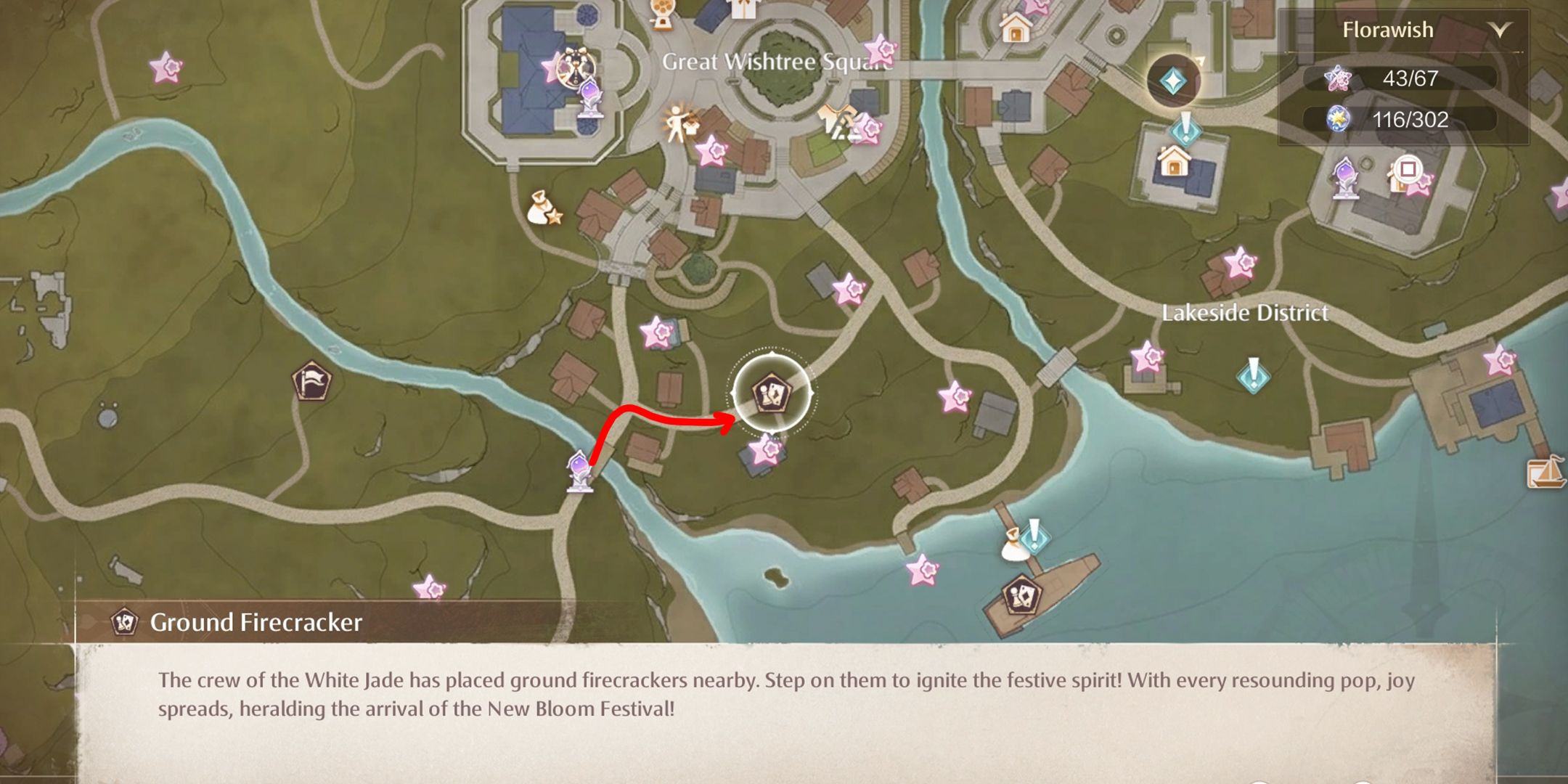 Ubicación de petardo de tierra en Infinity Nikki