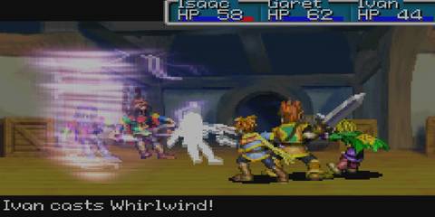 the party from golden sun fighting