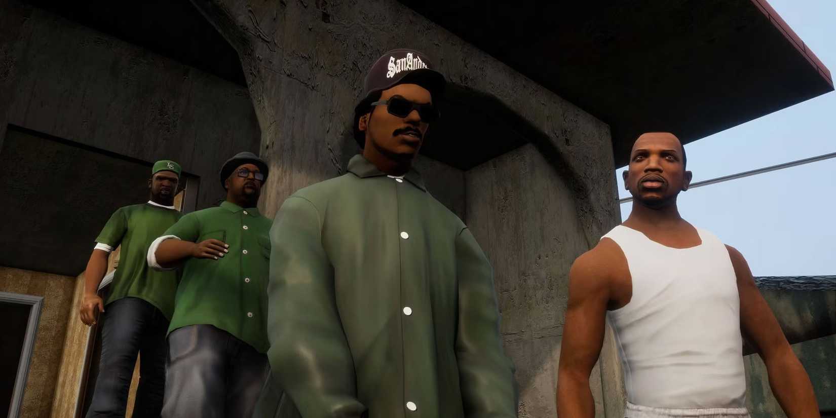 Carl Johnson, Sweet, Ryder and Big Smoke in GTA San Andreas
