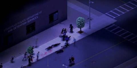 Player shooting zombies at night