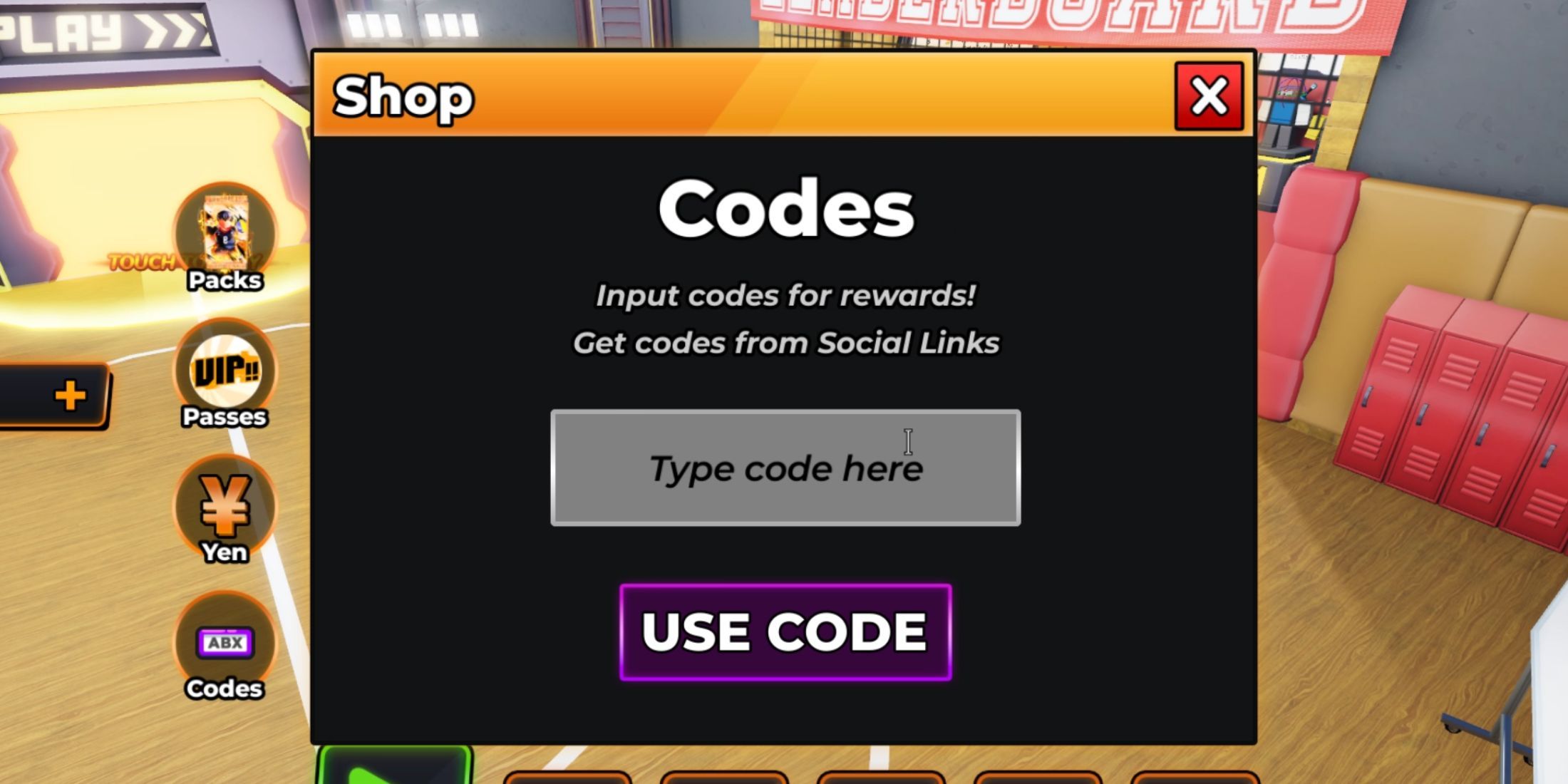 Haikyuu Legends the codes tab