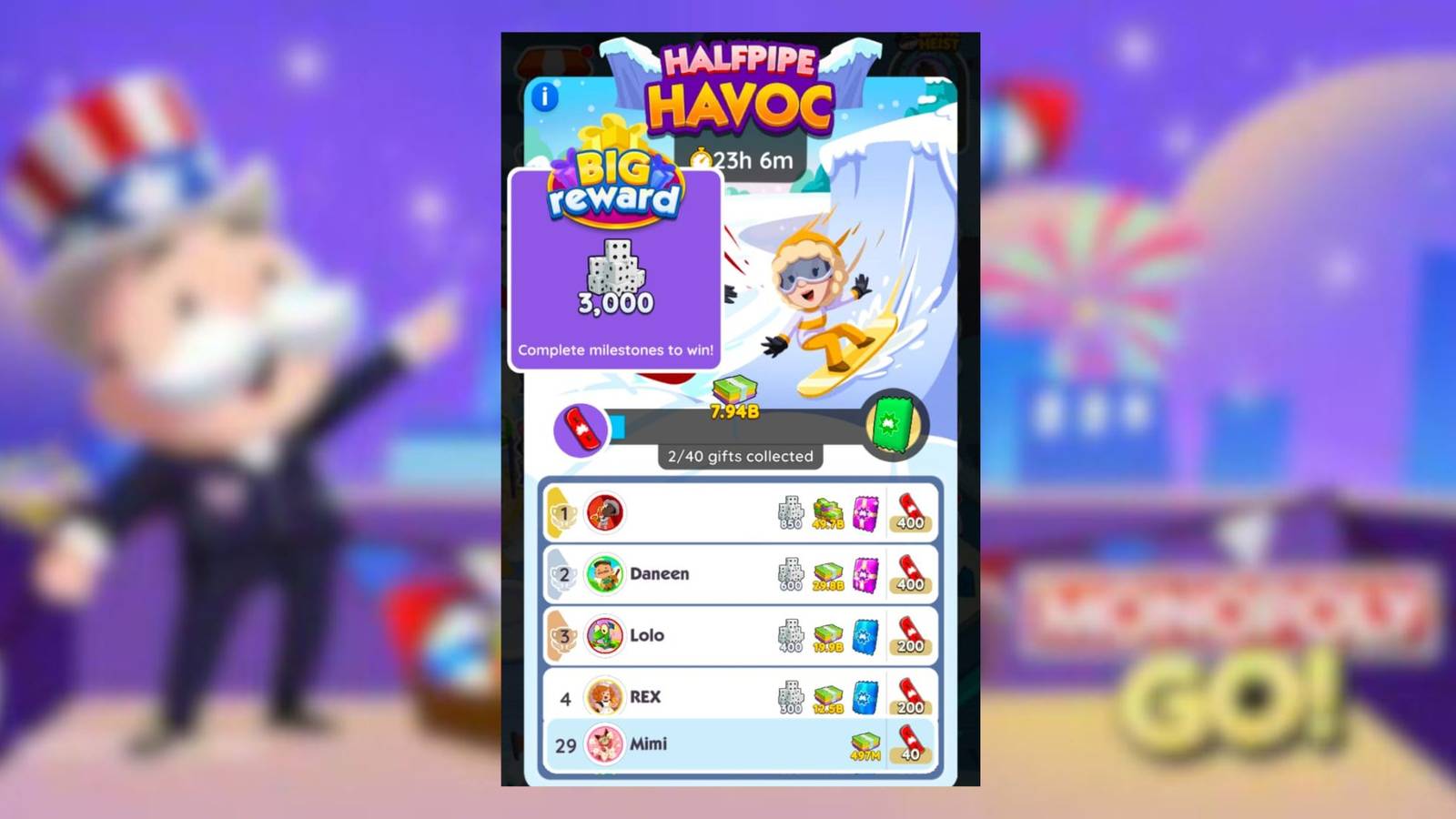 halfpipe havoc monopoly go