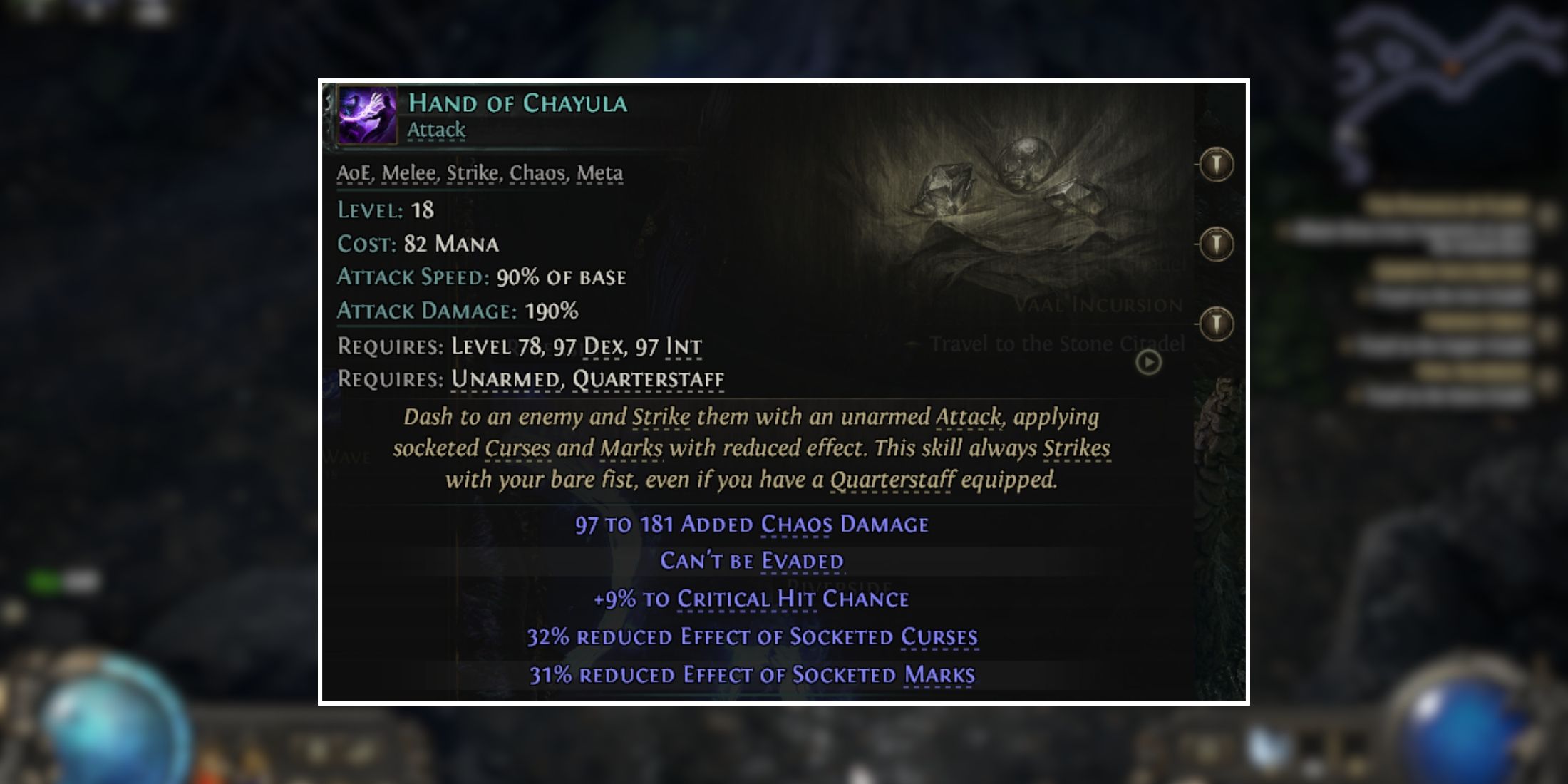 hand of chayula monk skill gem in Path Of Exile 2