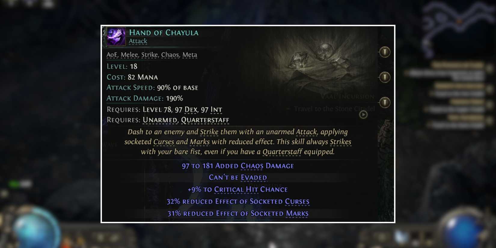 hand of chayula monk skill gem in Path Of Exile 2