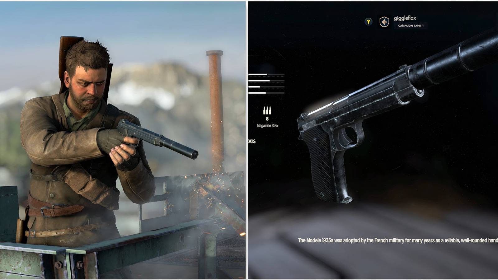 Harry and the Modele 1935A pistol in Sniper Elite Resistance