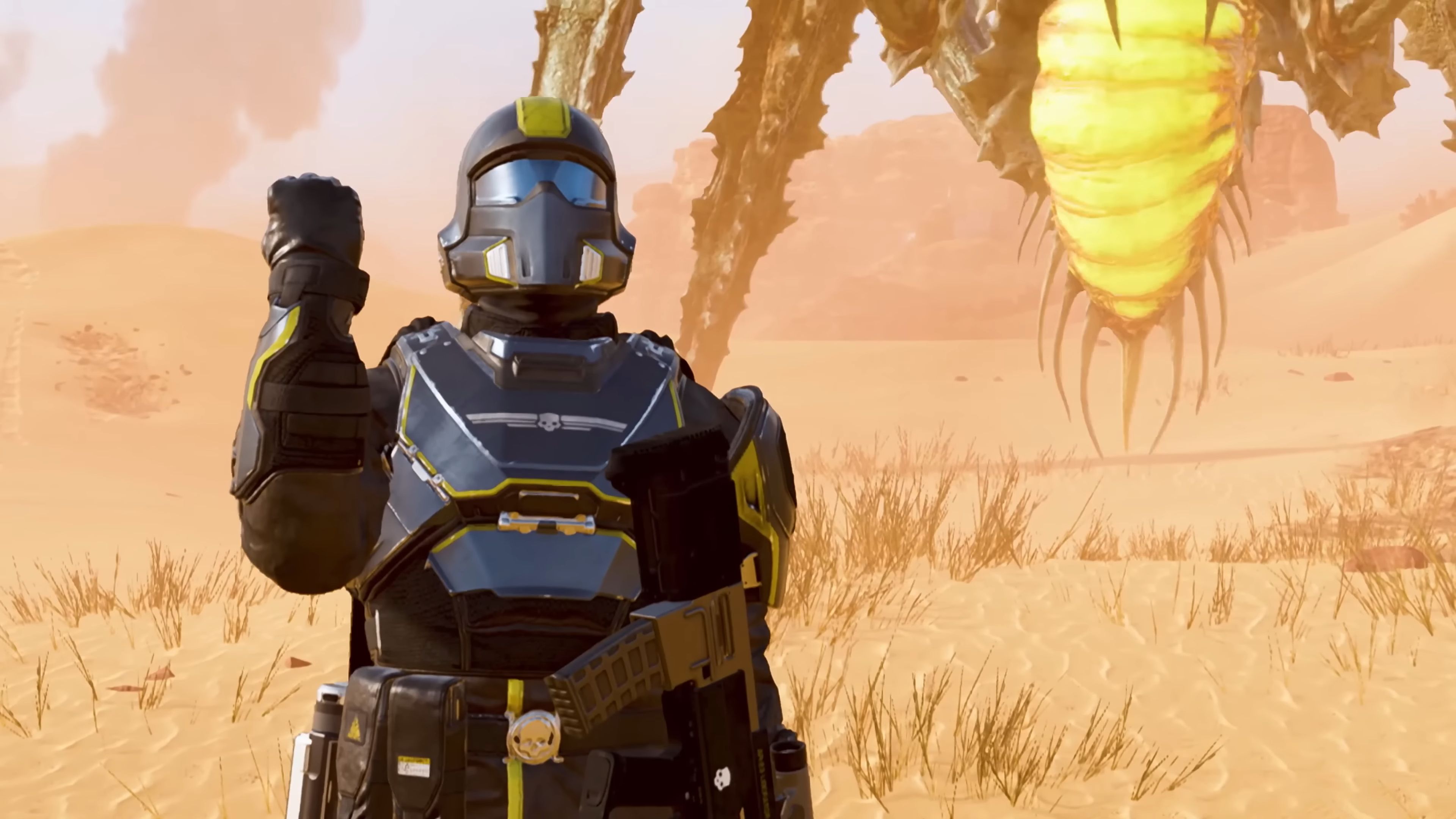 A moment before disaster in the Helldivers 2 trailer