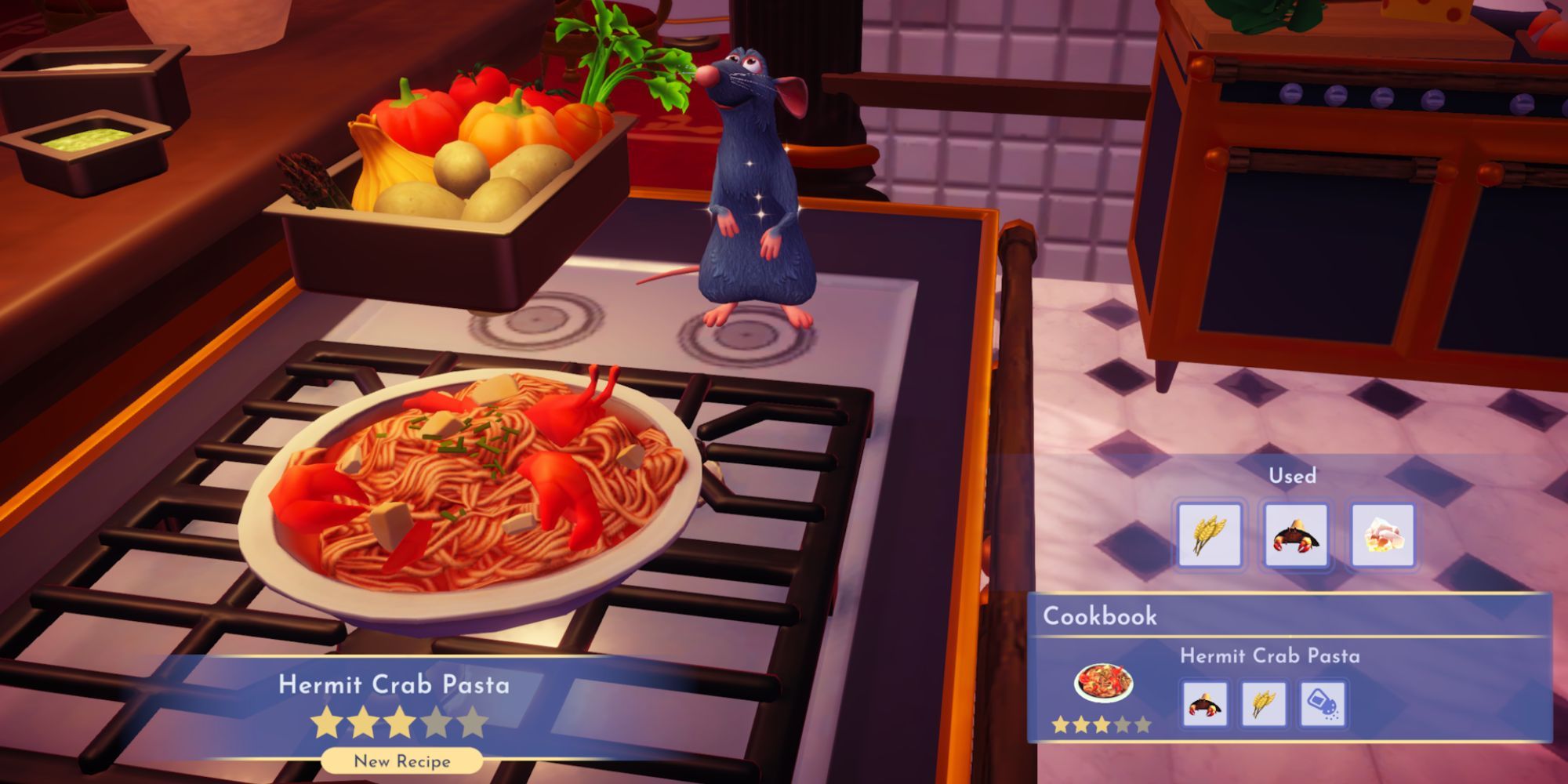 Hermit Crab Pasta recipe in Disney Dreamlight Valley