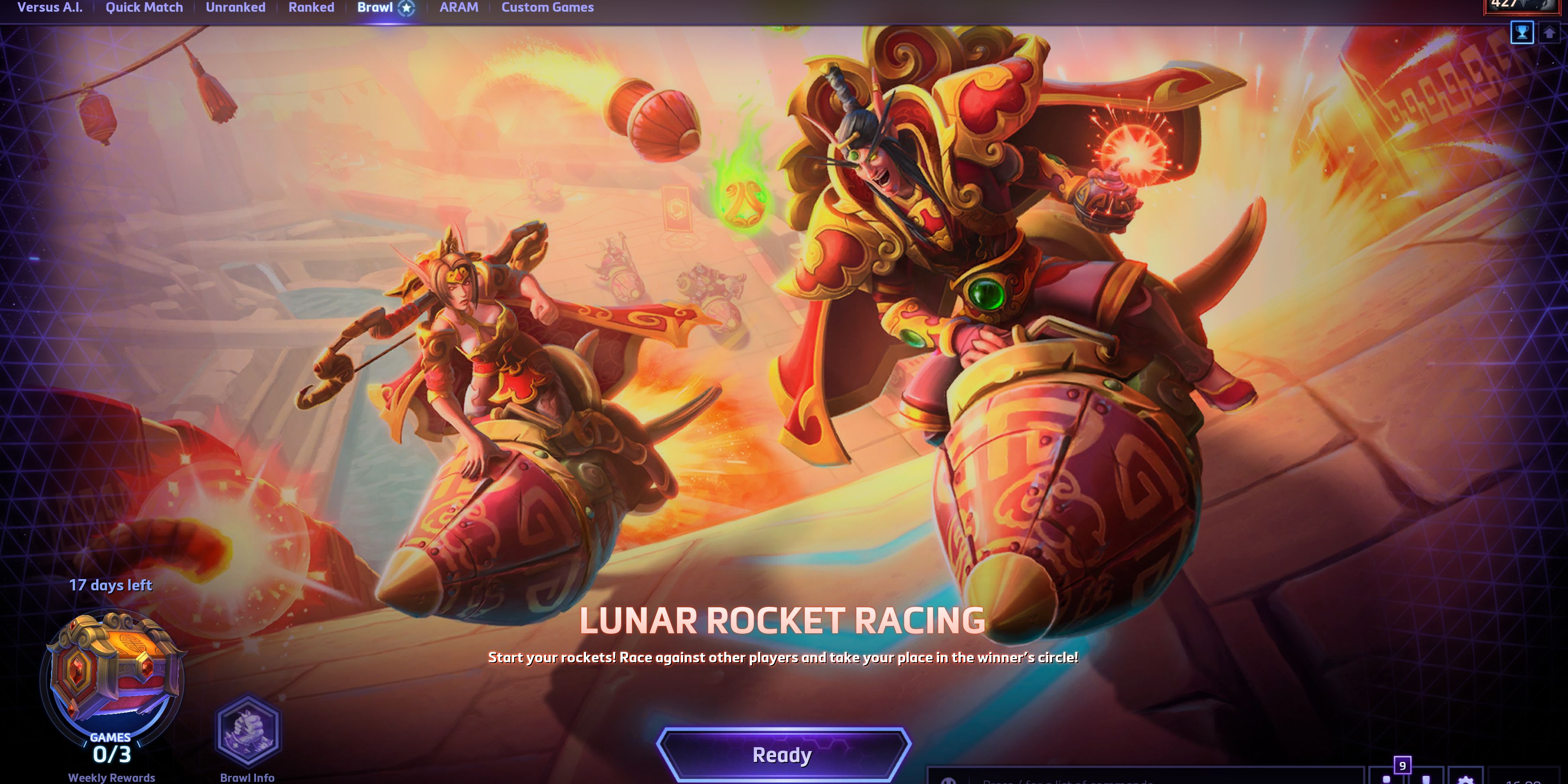 heroes of the storm brawl lunar rocket racing