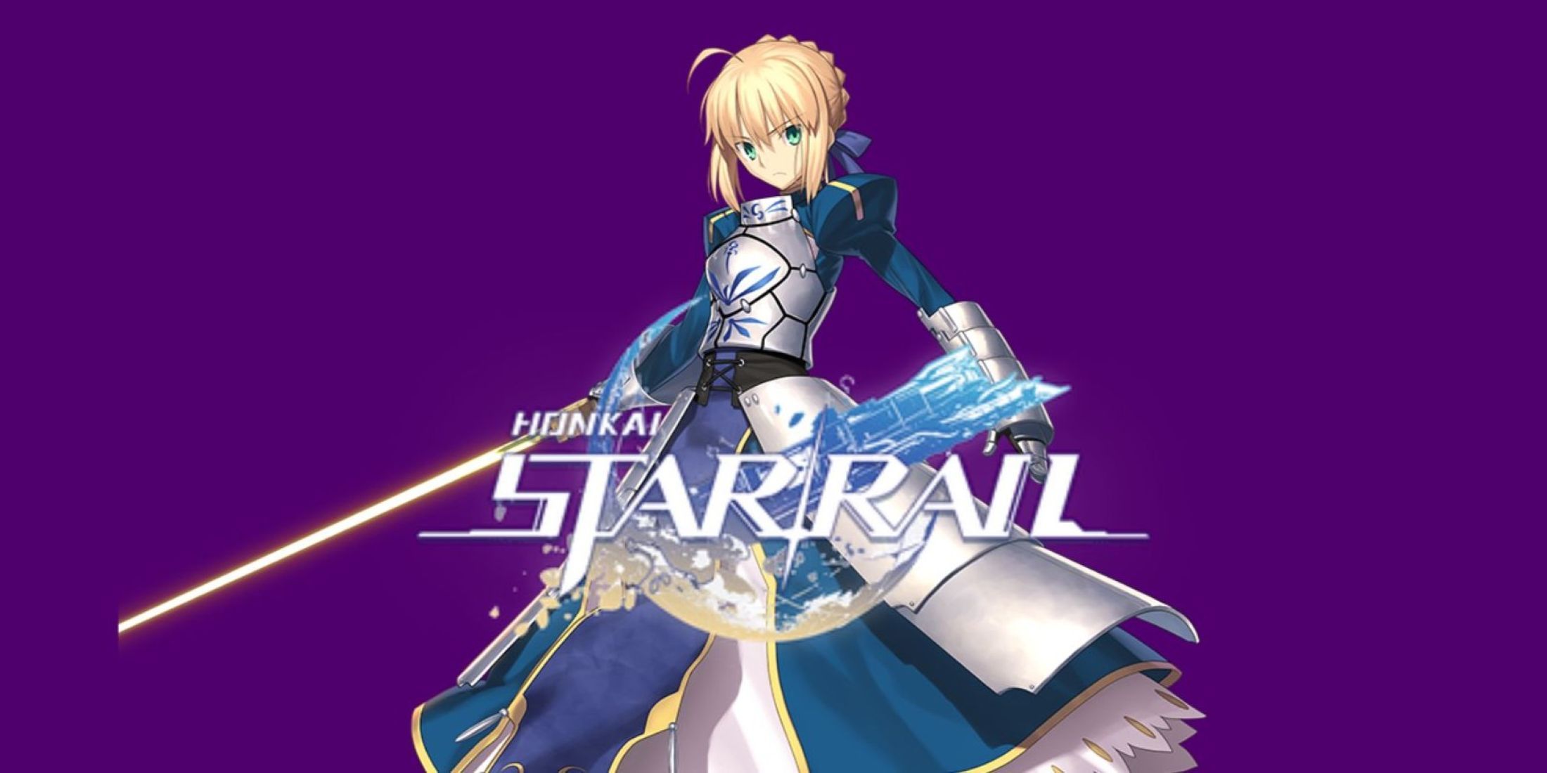 fate stay night's saber with honkai star rail logo