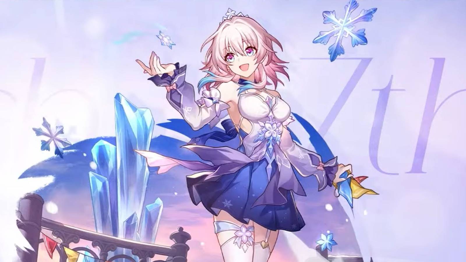 march 7th wearing her belobog dress in honkai star rail official art