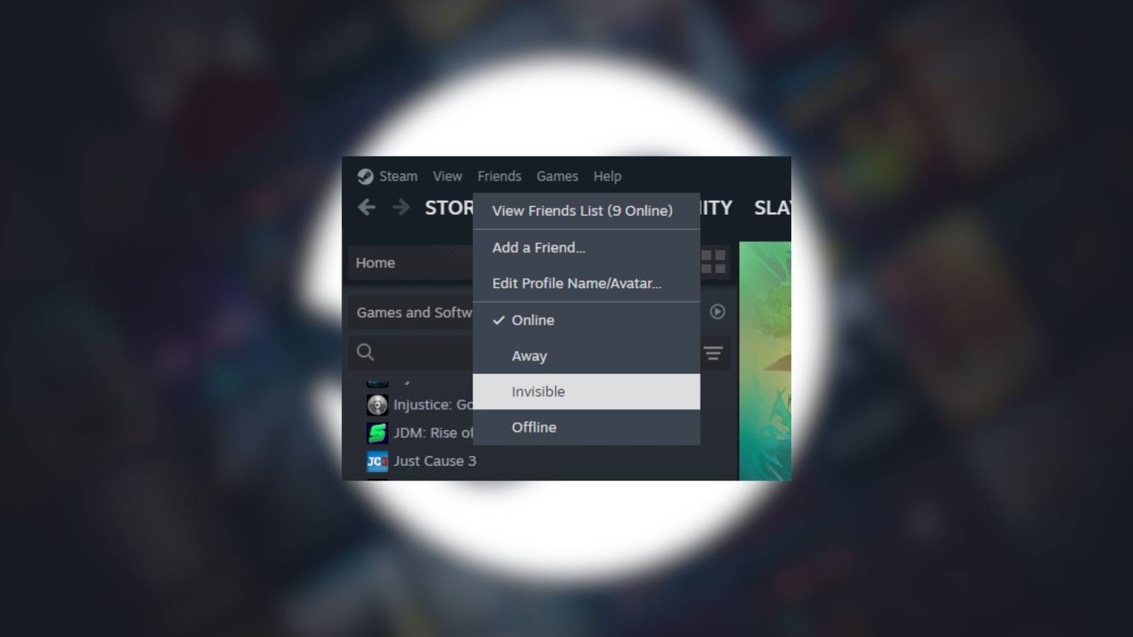 Steam Invisible Option 