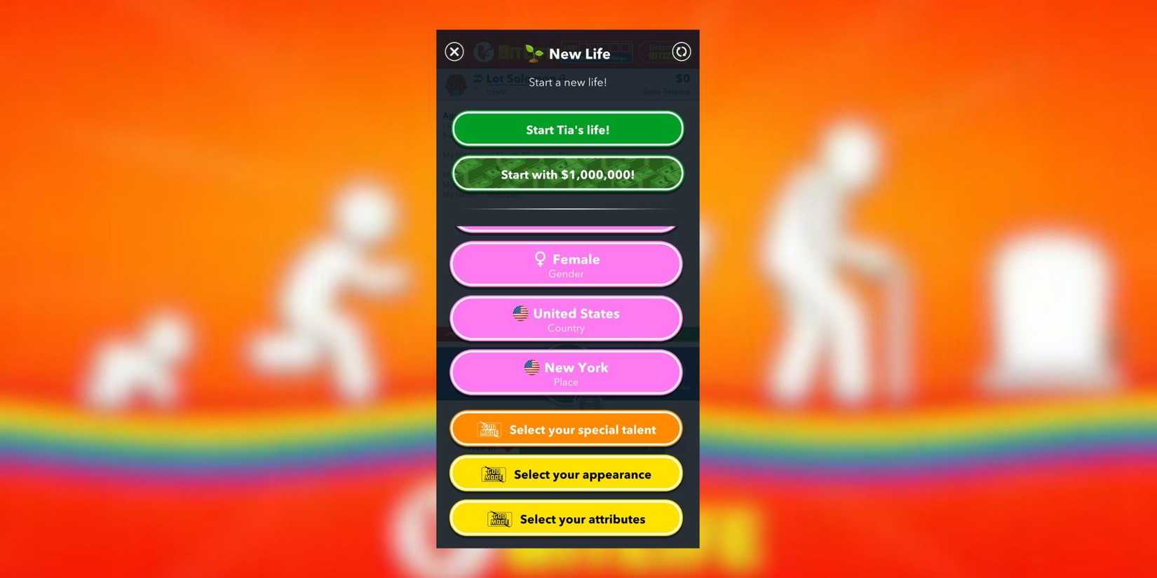how to be born in new york bitlife