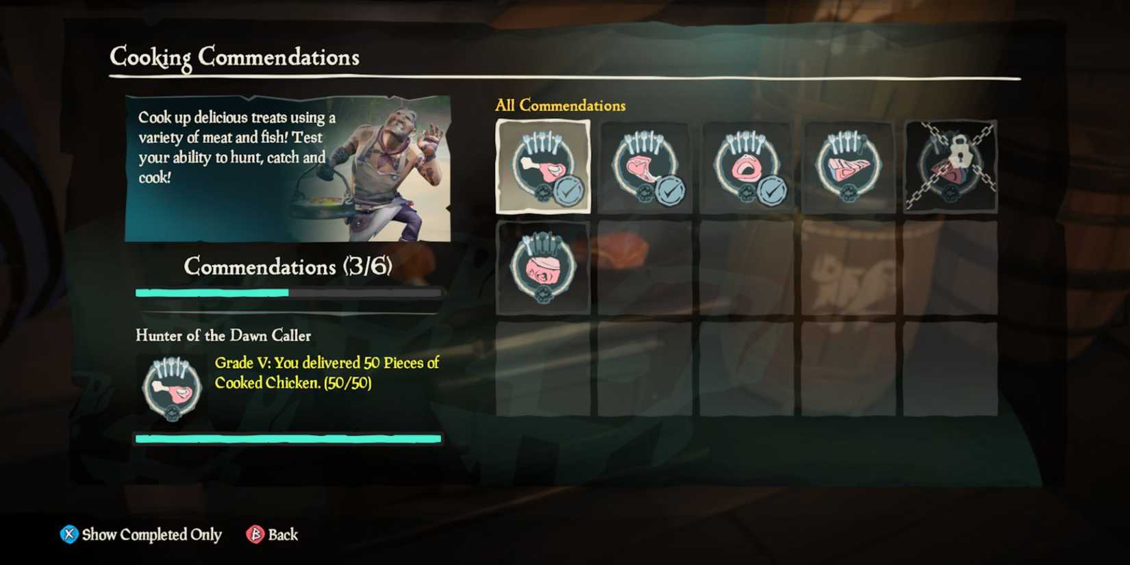 Hunter's Call Cooking Commendations in Sea of Thieves