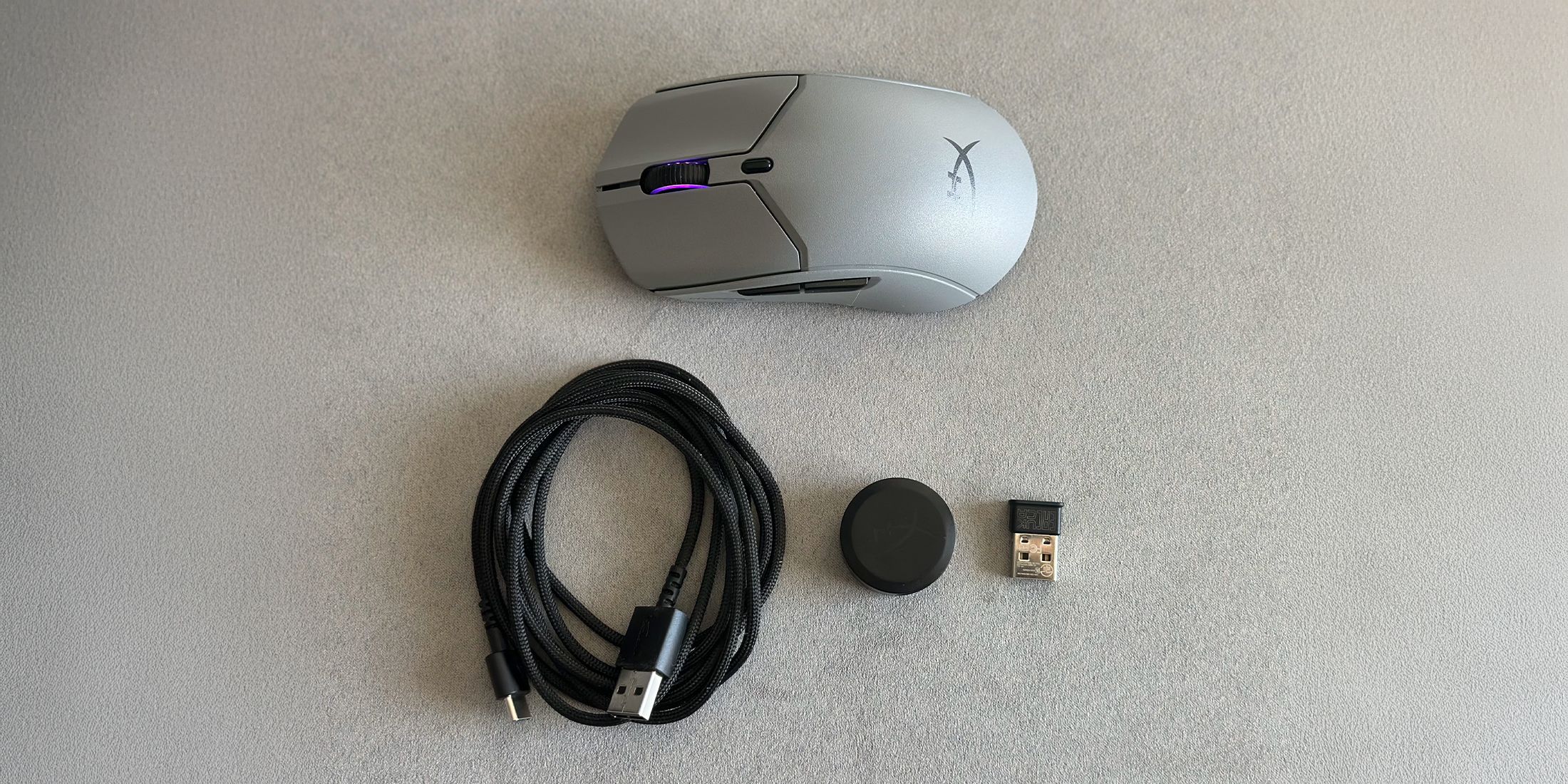 HyperX Pulsefire Haste 2 Pro Wireless Gaming Mouse with accessories