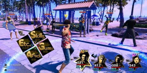 Ichiban's party fighting some random enemies.