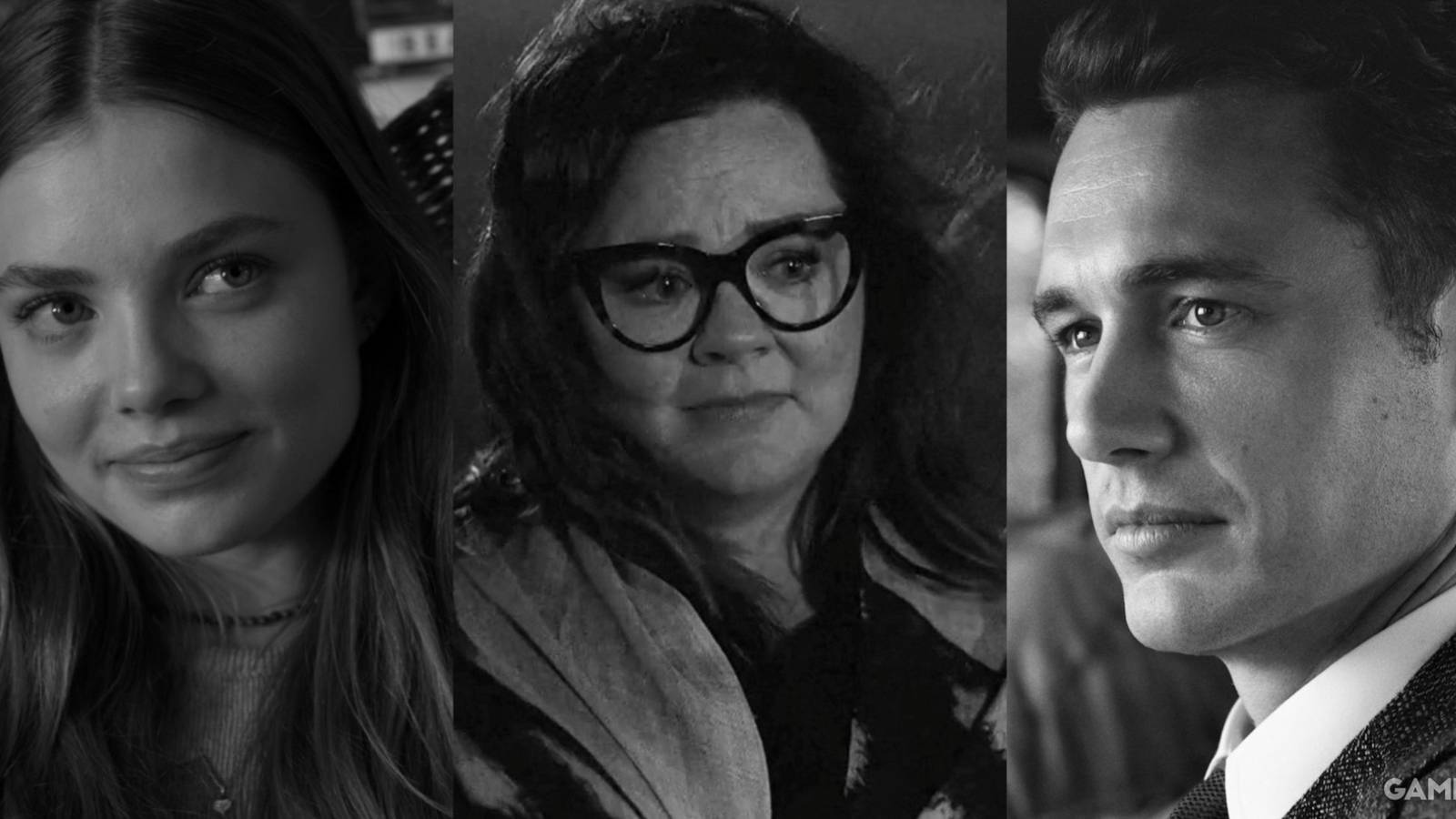 illustration of thre actors from limited series streaming on Hulu