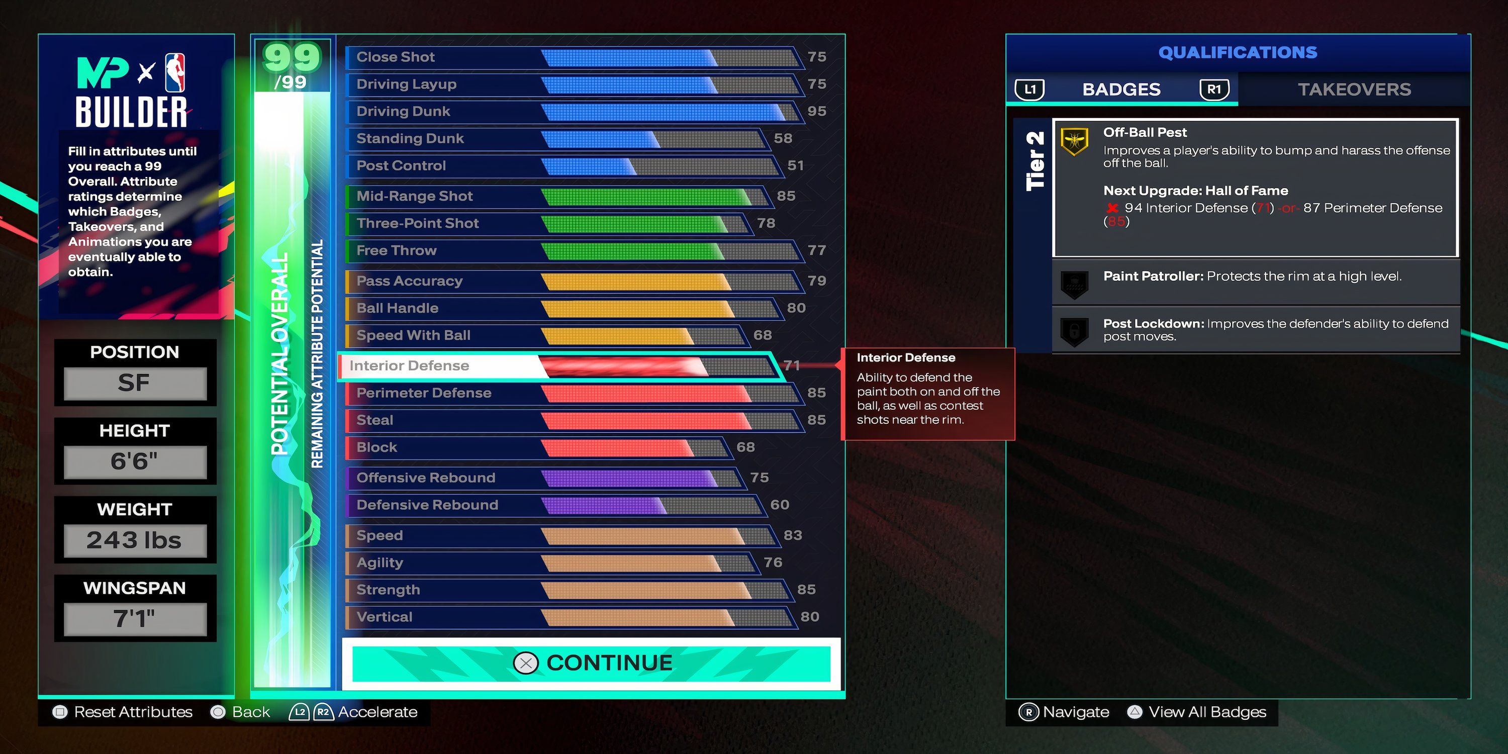 NBA 2K25- Small Forward Hold and Shoot