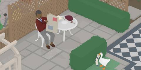 The goose holding a sock in Untitled Goose Game