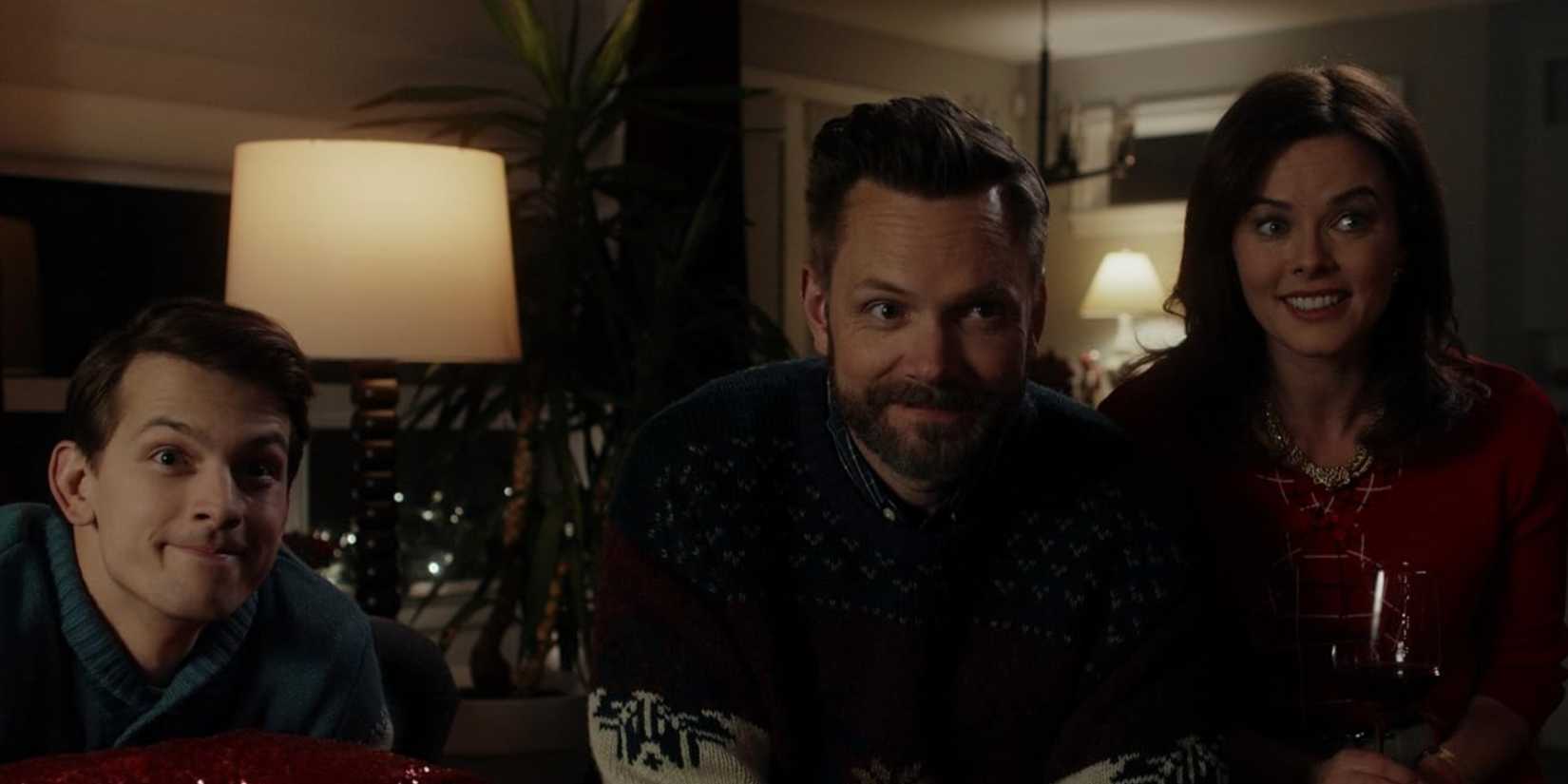 Aiden Howard, Joel McHale and Erin Boyes in It's A Wonderful Knife