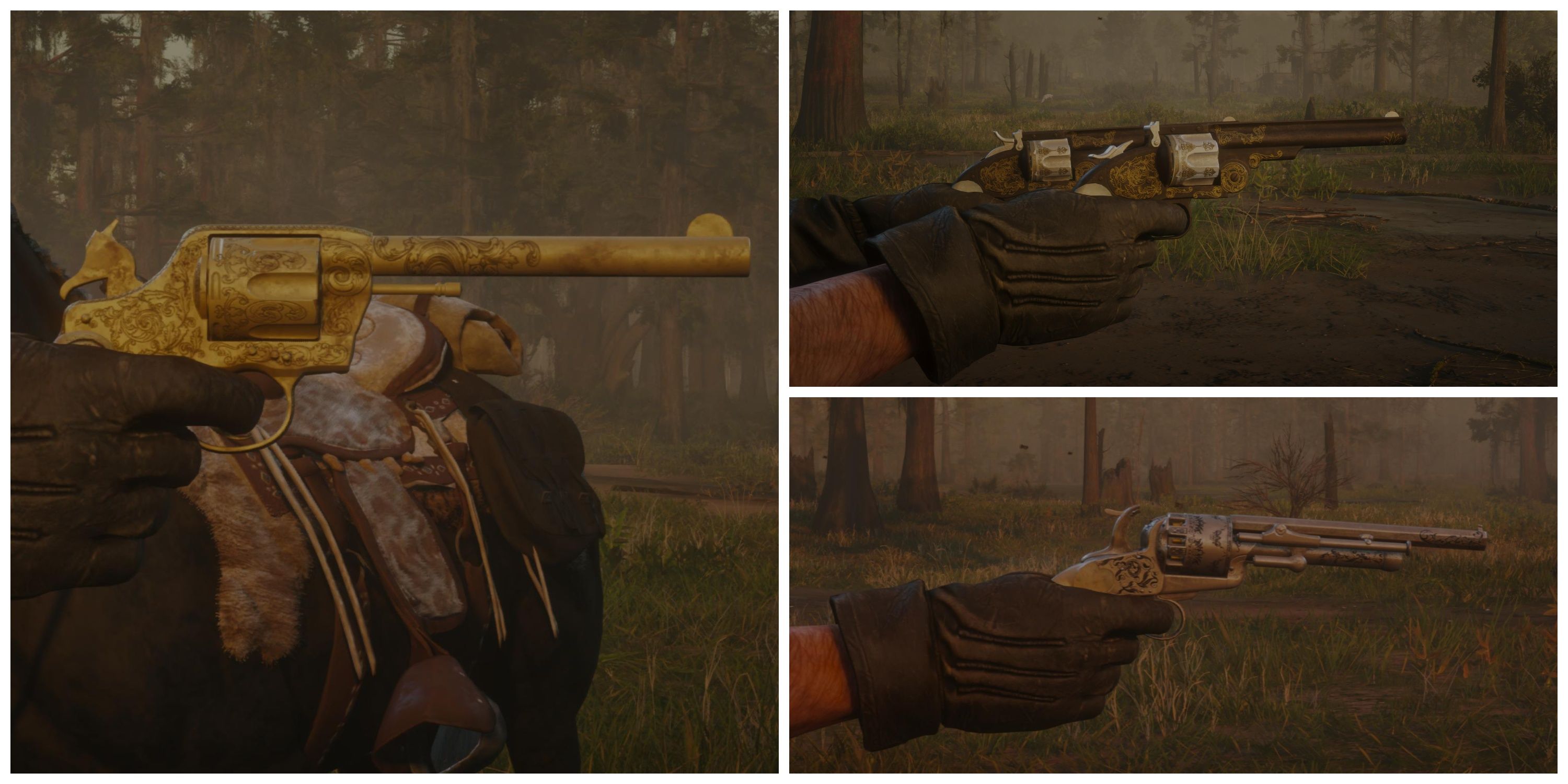 john marston with different revolvers in rdr2