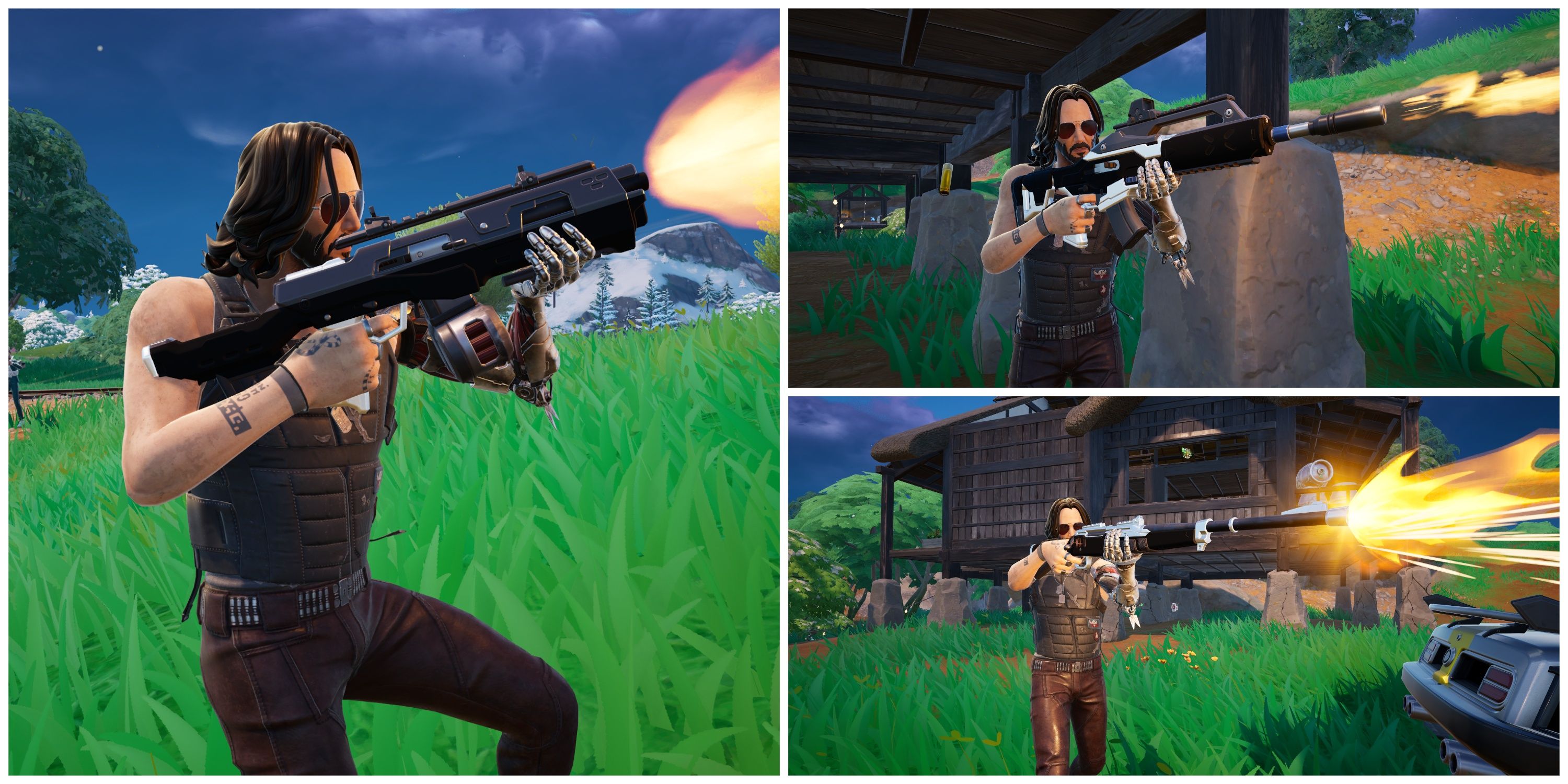 johnny silverhand in fortnite with different chapter 6 seaosn 1 guns