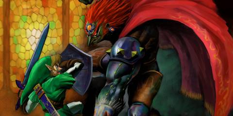 Key Art From The Legend Of Zelda Ocarina Of Time Showing Link & Ganondorf Duelling