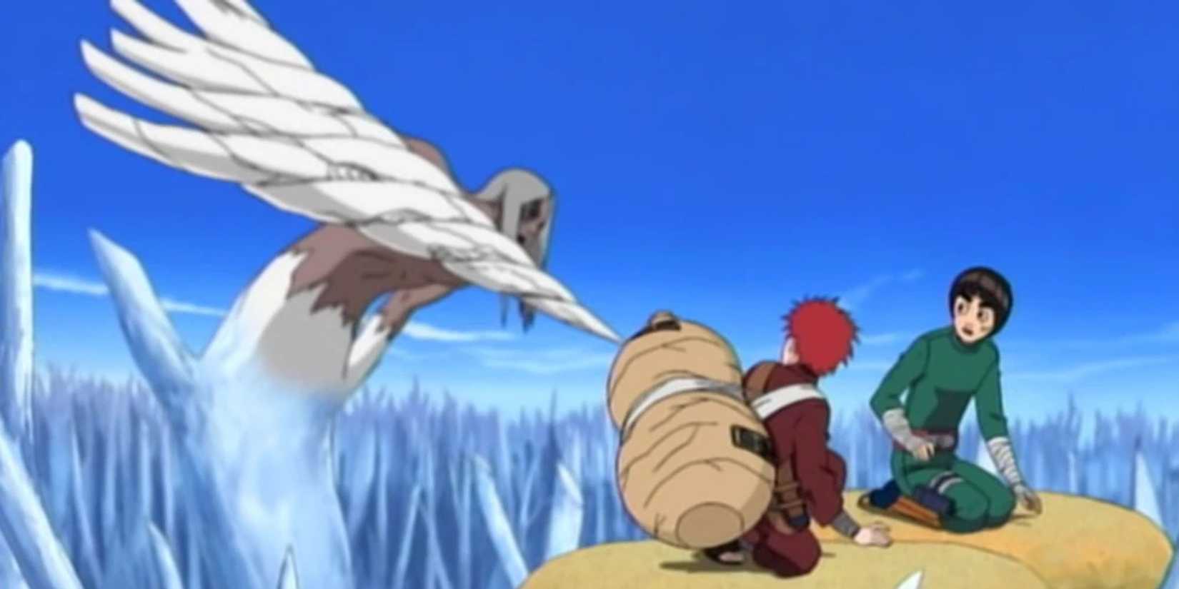 Kimimaro dies in front of Lee and Gaara in Naruto